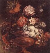 unknow artist Still life of chrysanthemums,lilies,tulips,roses and other flowers in an ormolu vase Sweden oil painting reproduction